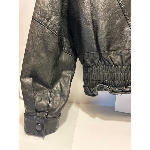 Vtg Euro Mono Of California Black Leather Jacket, Women’s Medium, Made in Korea - Picture 5 of 10